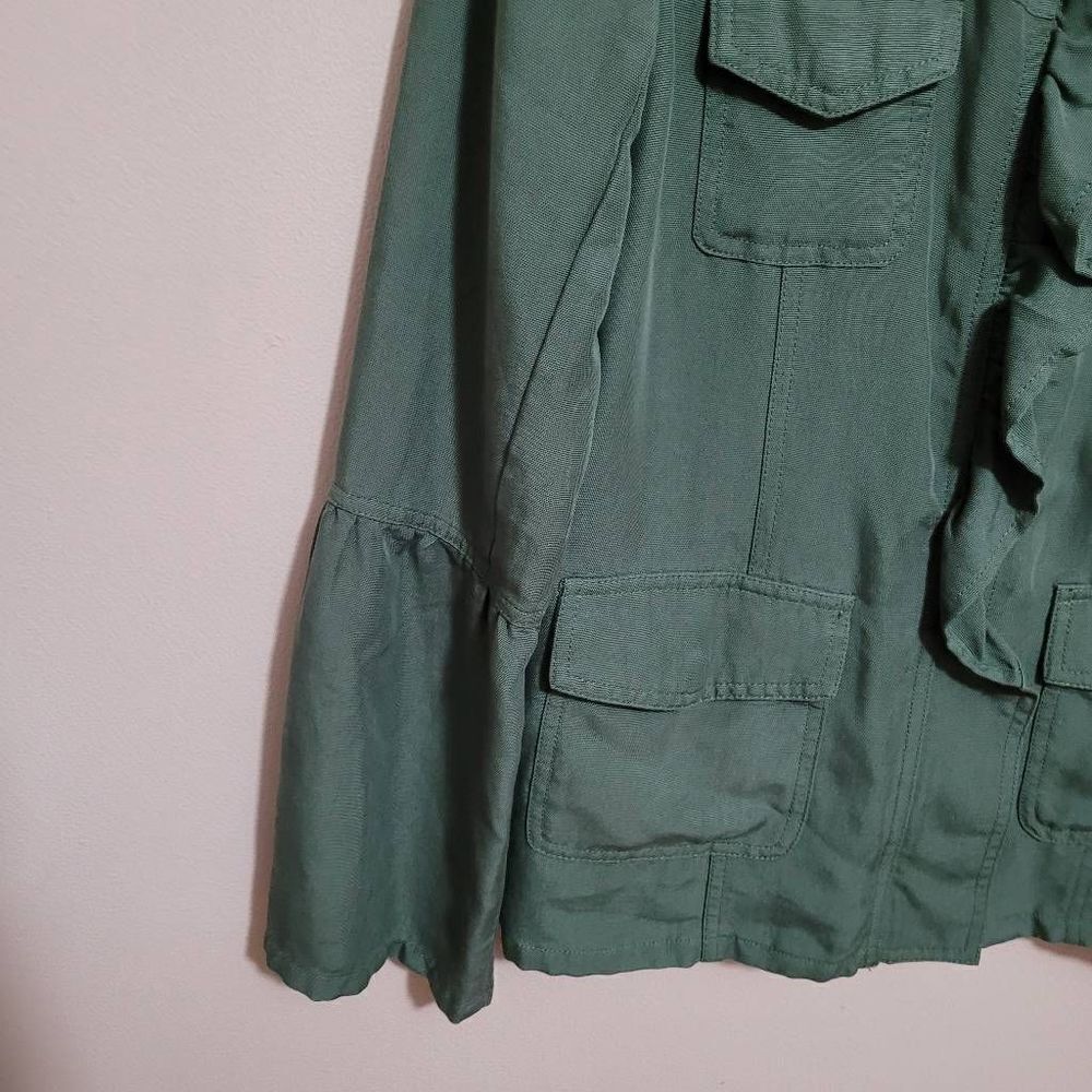 Hinge Green Utility Ruffle Jacket Size Xs. - image 4